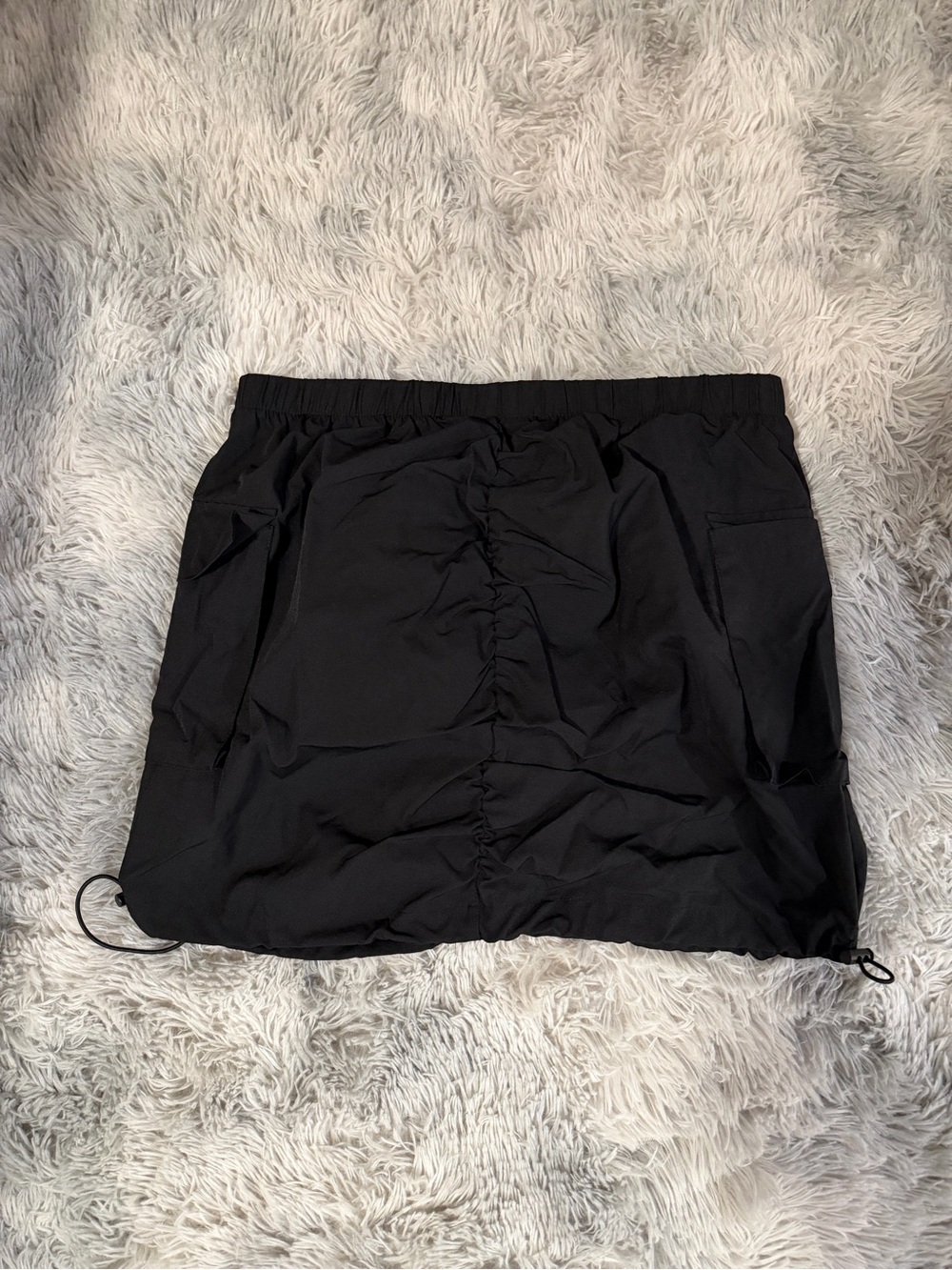 Black Ruched Drawstring Mini Skirt - Women